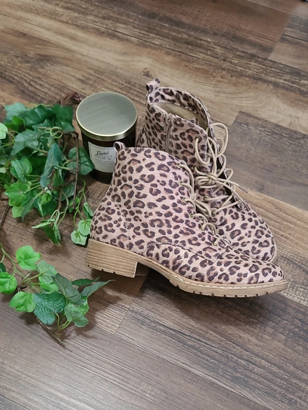 Faux Suede Leopard Ankle Booties - Picture 1 of 5